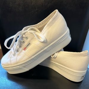 SUPERGA white platform shoes